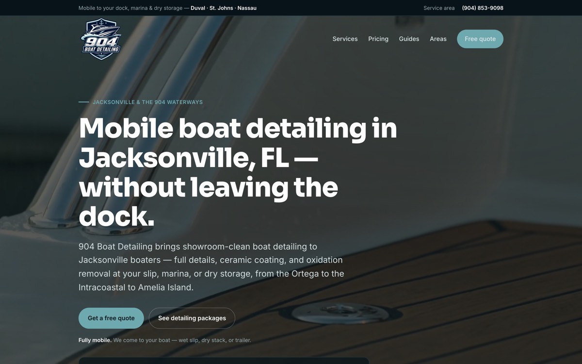 The 904 Boat Detailing homepage